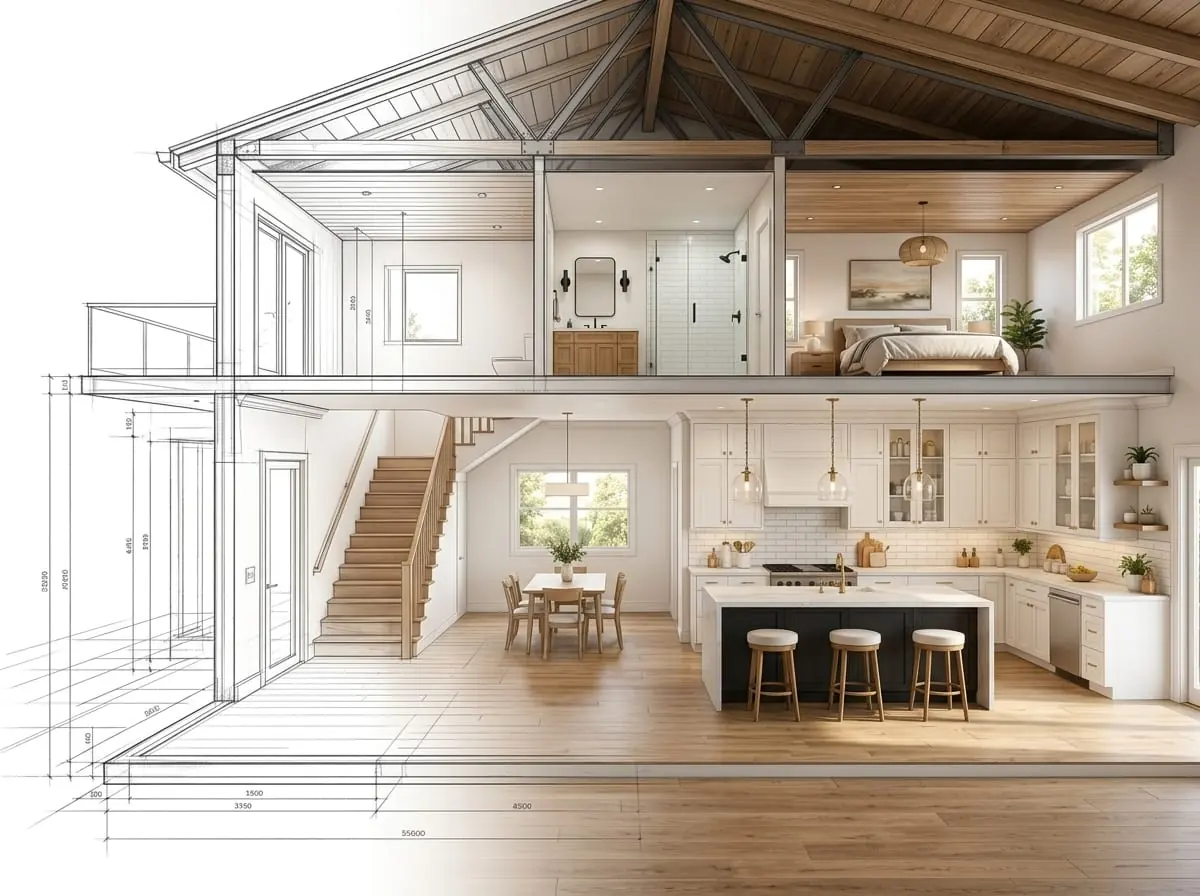 AI-generated concept: a two-tone kitchen