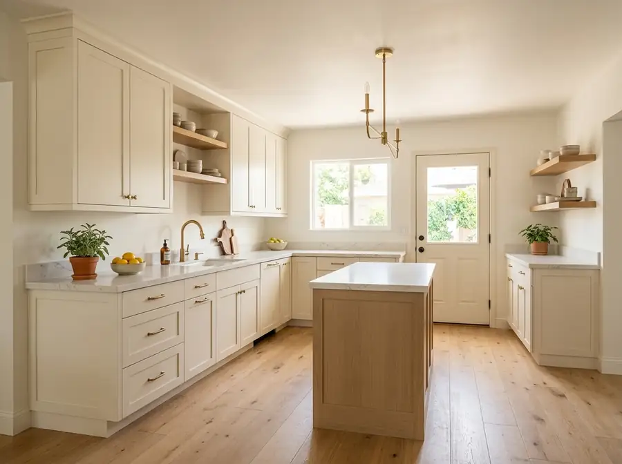 AI-generated concept: bright kitchen with extra floor area